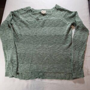 Pink Rose Green Mesh Knit Pullover size Large - C113